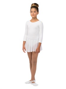 Платье гимнастическое с рукавом и юбкой сеточкой Korri, р.36, рост 140/146, белый, хлопок 88%