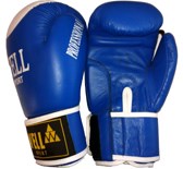 Перчатки боксёрские кожа Professional (арт:BGPR025) (WELL). Материал: натуральная кожа, наполнитель - пенополиэтилен. Размер: 12 унц. Цвет: синий  (с белой ударной поверхностью) Манжет на "липучке"