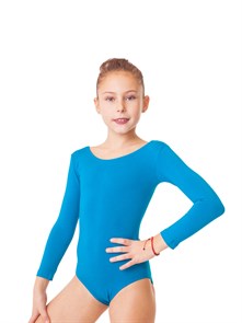 Костюм гимнастический детский с рукавом, Breeses, XL, голубой, полиамид 80%