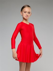 Платье гимнастическое с рукавом  Korri, р.32, рост 128/134, красный, полиамид 80%
